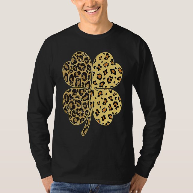 Cheetah Leopard Print Shamrock St Patricks Day Luc T Shirt (Framsida)