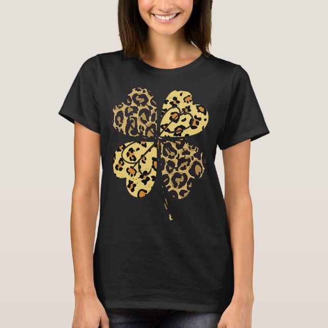 Cheetah Leopard Print Shamrock St Patricks Day Luc T Shirt (Framsida)