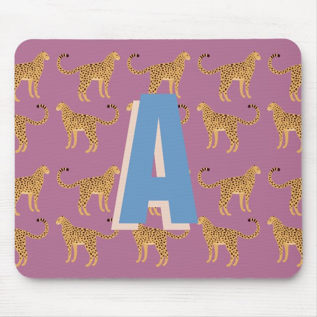 Cheetah, leopard rosa monogrammad musmatta (Framsidan)