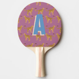 Cheetah, leopard rosa monogrammad pingisracket