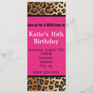 Cheetah Leopard Tryck Het Rosa Part Inbjudan