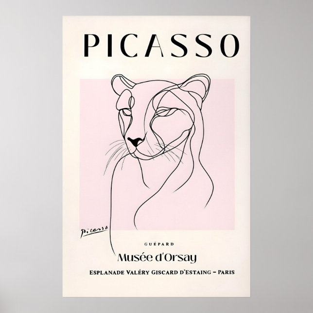 Cheetah line art print, Picasso poster, Minimalist Poster (Framsidan)