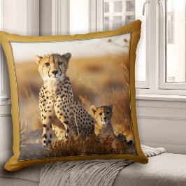 Cheetah Mamma med Baby Big Cat Kudde