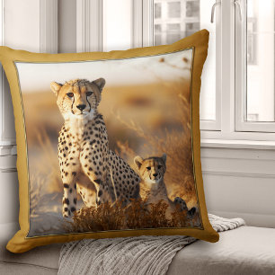 Cheetah Mamma med Baby Big Cat Kudde