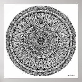 Cheetah Mandala Intricate Coloring Page Poster