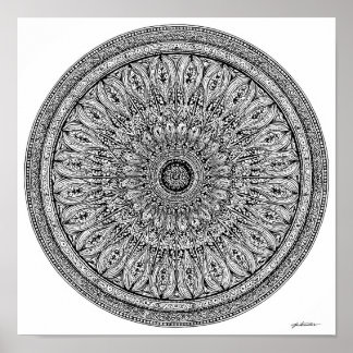 Cheetah Mandala Intricate Coloring Page Poster