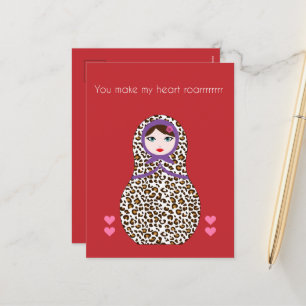 Cheetah Matryoshka-valentines Helg Vykort