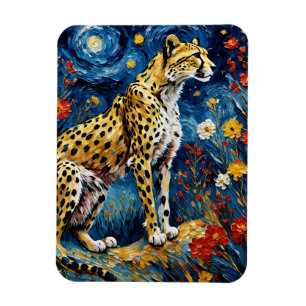 Cheetah med Flowers Magnet