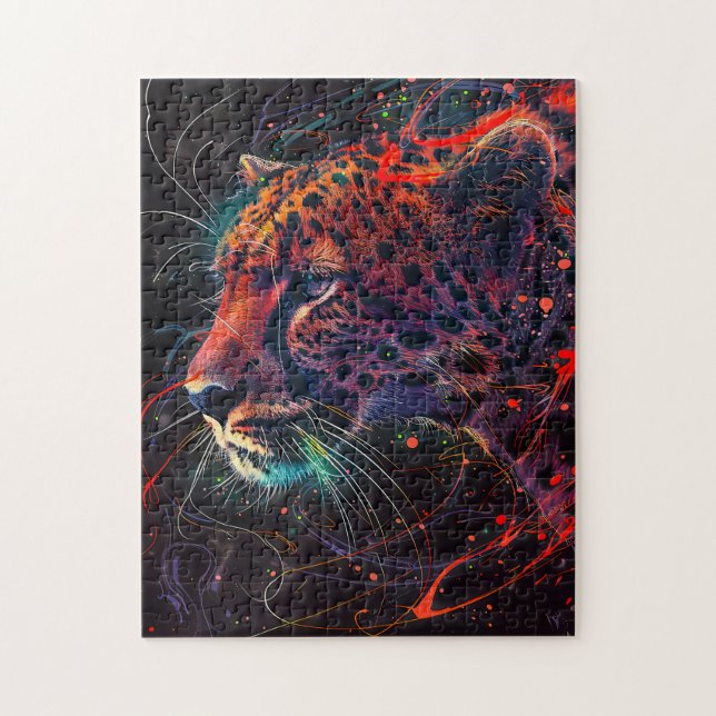 Cheetah med rödljusspår pussel (Vertikal)