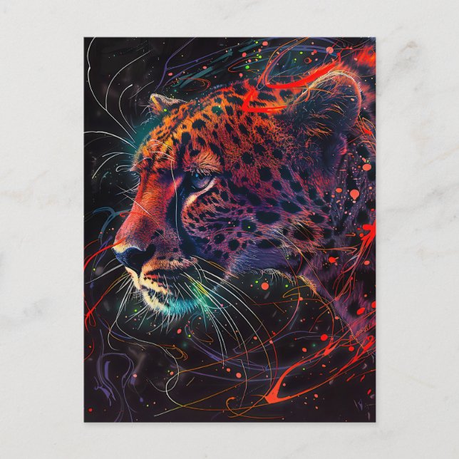 Cheetah med rödljusspår vykort (Framsida)
