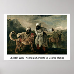 Cheetah med två indiska serber av George Stubbs Poster