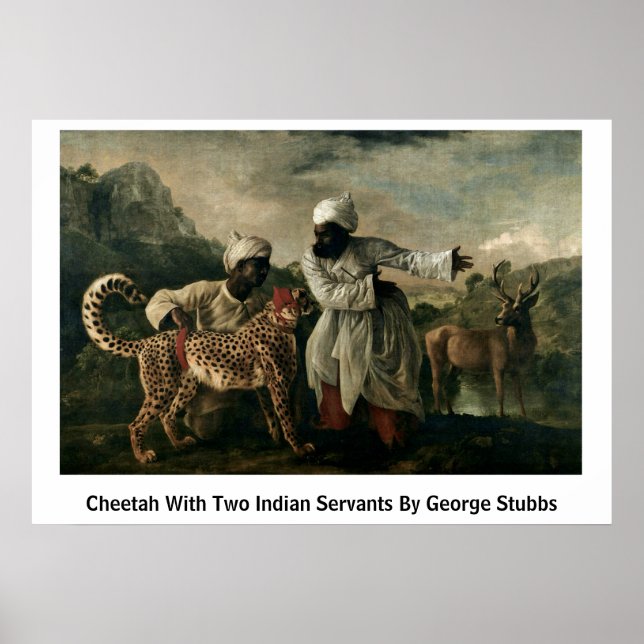 Cheetah med två indiska serber av George Stubbs Poster (Framsidan)