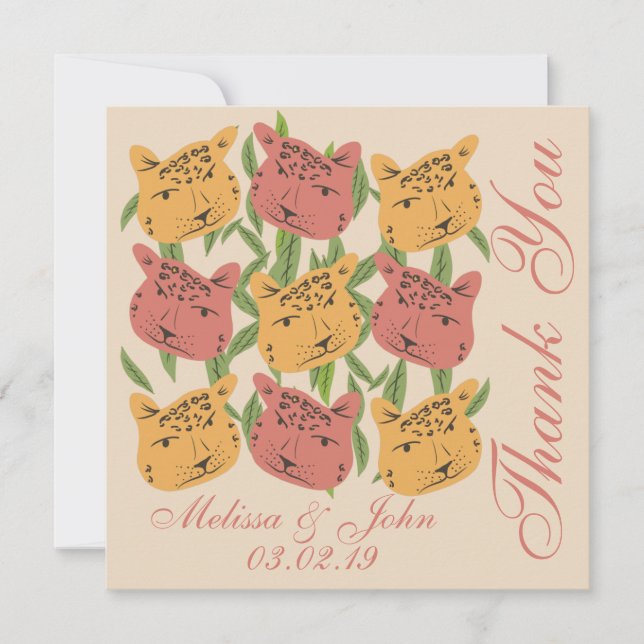 Cheetah Möhippa Jungle Plants Inbjudningar (Framsida)