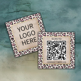 Cheetah Mönster och Guld Vintage Fyrkantigt Visitkort