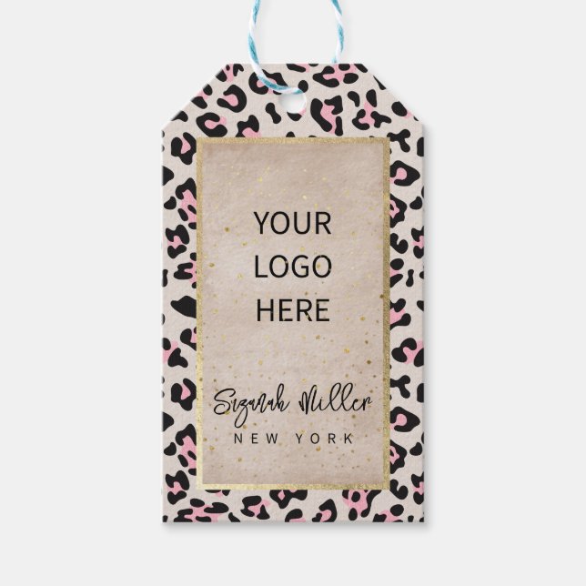 Cheetah Mönster och Guld Vintage Presentetikett (Framsidan)