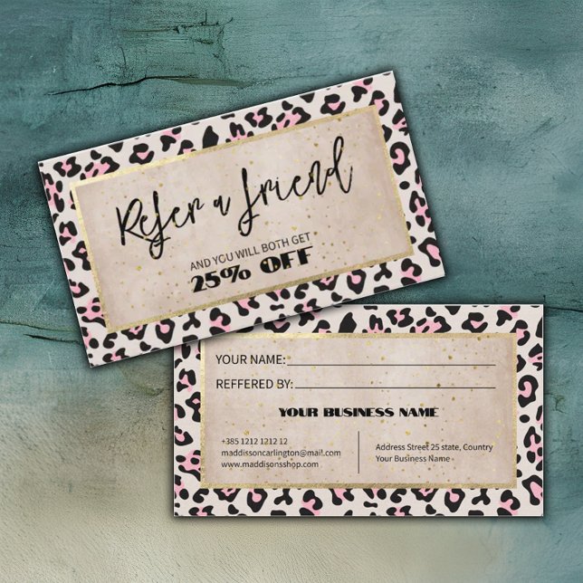 Cheetah Mönster och Guld Vintage Rabattkort (Skapare uppladdad)