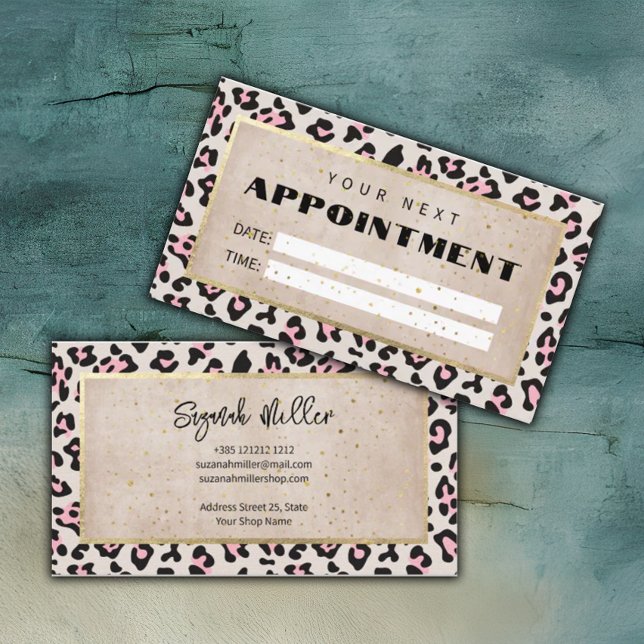Cheetah Mönster och Guld Vintage Tidsbeställning Kort (Skapare uppladdad)