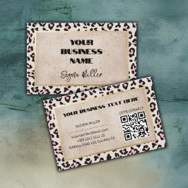 Cheetah Mönster och Guld Vintage Visitkort
