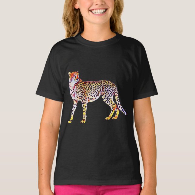 Cheetah Mother with Cubs Motif Predator Cat Animal T Shirt (Framsida)