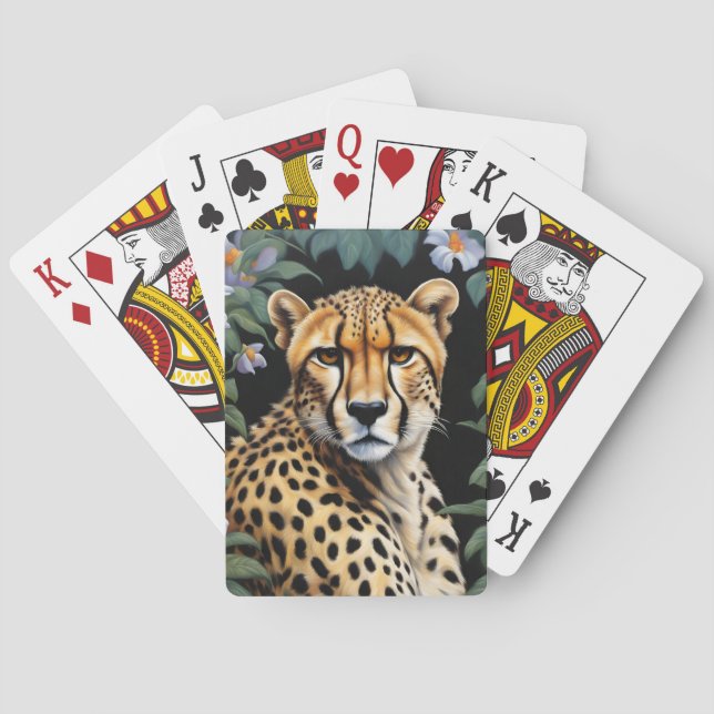 Cheetah och blommor casinokort (Baksidan)