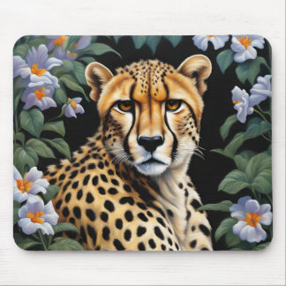Cheetah och blommor musmatta