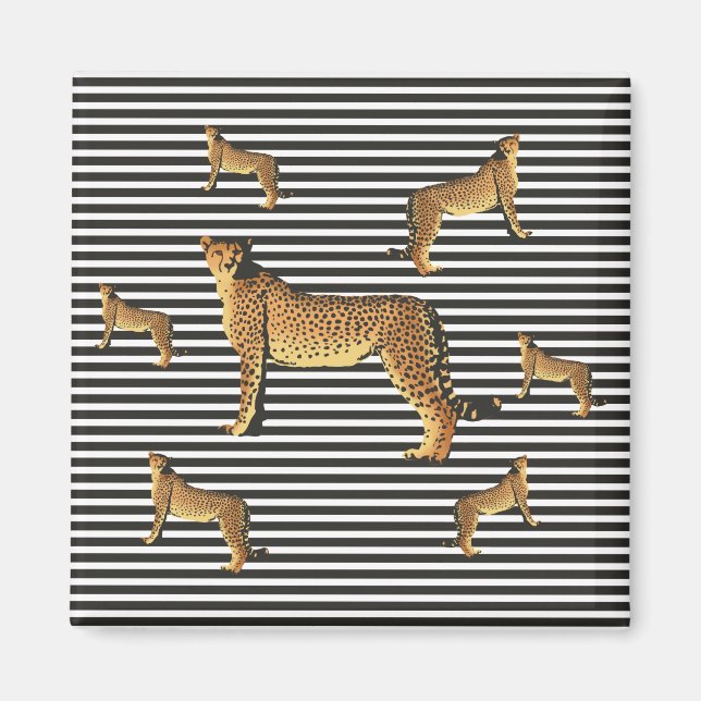 Cheetah och Rand Mönster Magnet (Framsidan)