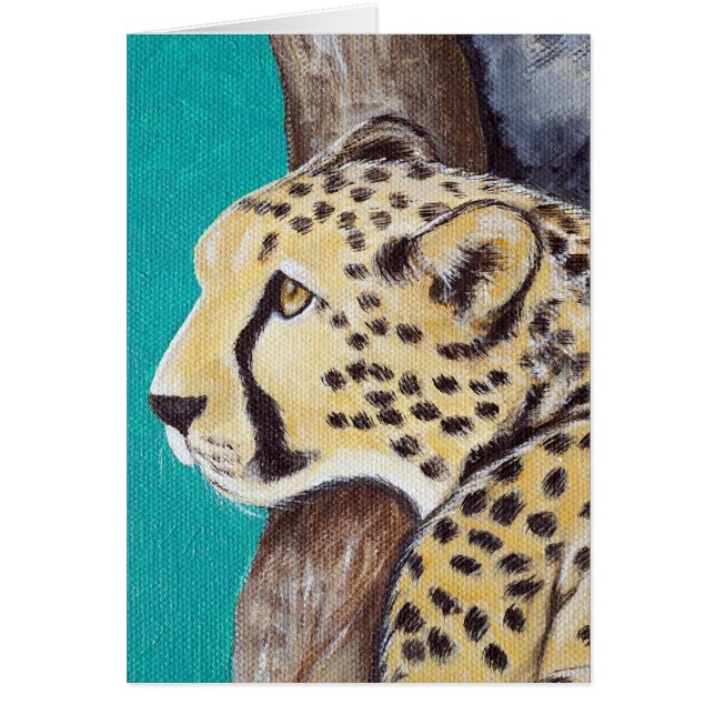 Cheetah Painting Greeting Card Hälsningskort (Framsidan)