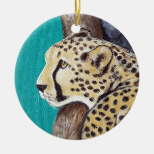 Cheetah Painting Julgransprydnad Keramik