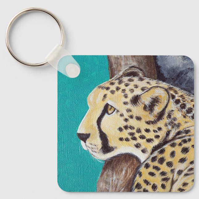 Cheetah Painting Keychain Nyckelring (Framsida)