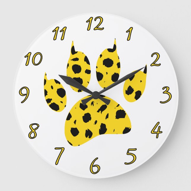 Cheetah Paw Skriv ut Stor Klocka (Framsida)