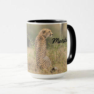 Cheetah Personalize Namn Black Insida Gift Mugg