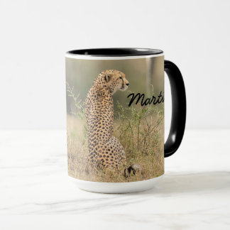 Cheetah Personalize Namn Black Insida Gift Mugg