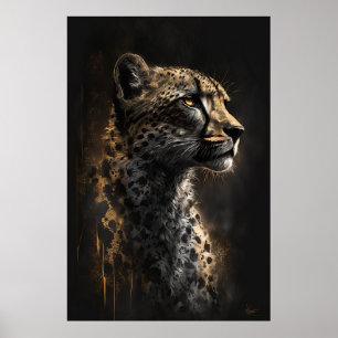 Cheetah Porträtt Animal Nature Wildlife Art Spirit Poster