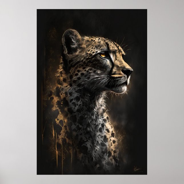 Cheetah Porträtt Animal Nature Wildlife Art Spirit Poster (Framsidan)