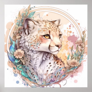 Cheetah Porträtt Animal Painting Wildlife utomhus Poster