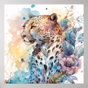 Cheetah Porträtt Animal Painting Wildlife utomhus Poster