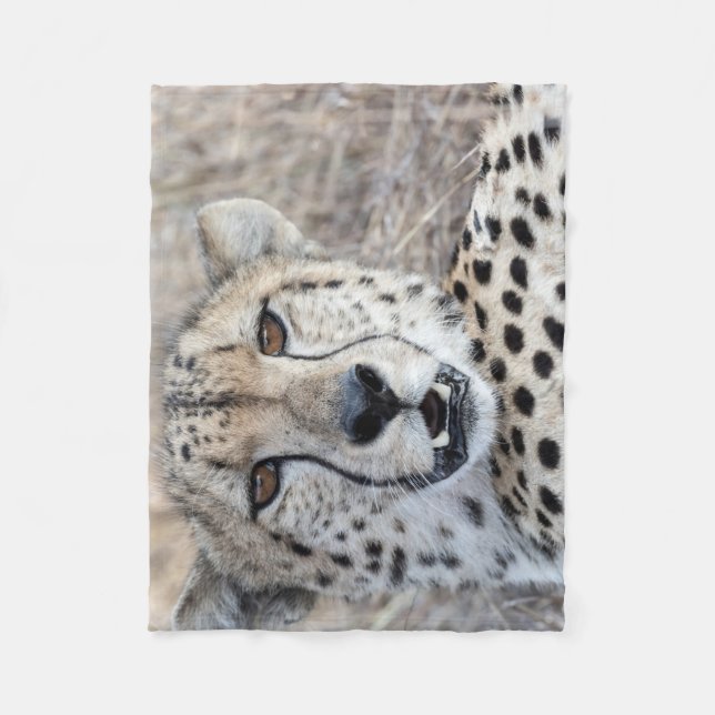 Cheetah Porträtt Fleecefilt (Framsidan)