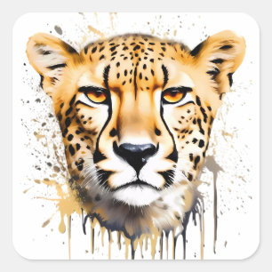 Cheetah Porträtt Fyrkantigt Klistermärke