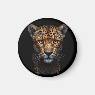 Cheetah Porträtt på svart Magnet