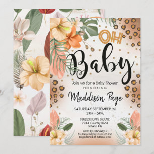 Cheetah Print Baby Shower-inbjudan Safari Baby Inbjudningar