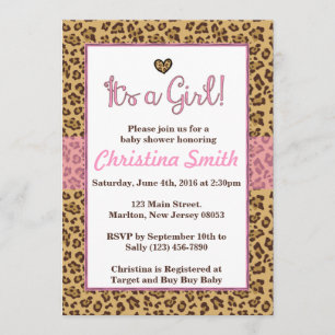 Cheetah Print Baby Shower-inbjudningar för en flic Inbjudningar