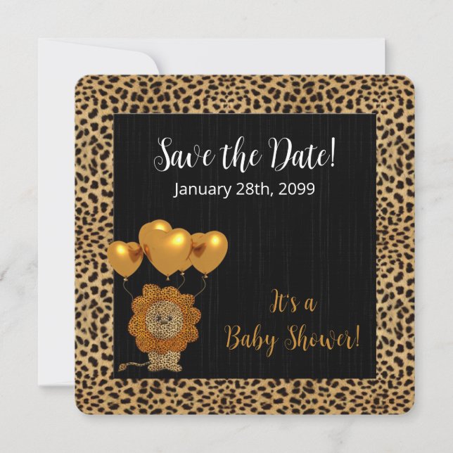 Cheetah Print Baby Shower Spara Datumet (Framsida)