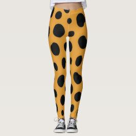 Cheetah Print Black Spots Warm Guld Halloween Leggings