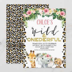 Cheetah Print Blommigt Oenderful Birthday Inbjudningar