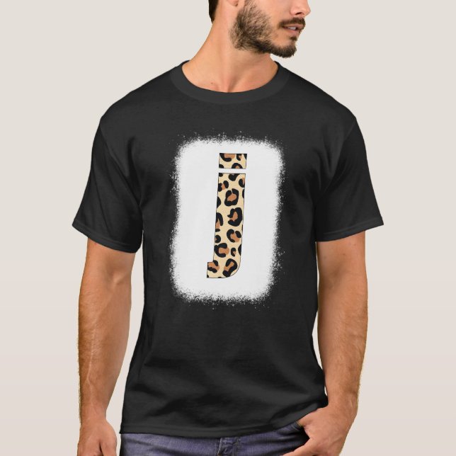 Cheetah Print Brev J Initial Brev J Leopard B T Shirt (Framsida)