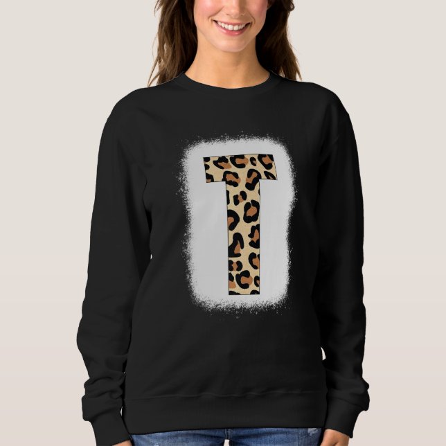 Cheetah Print Brev t Initial Brev T Leopard B Shirt (Framsida)