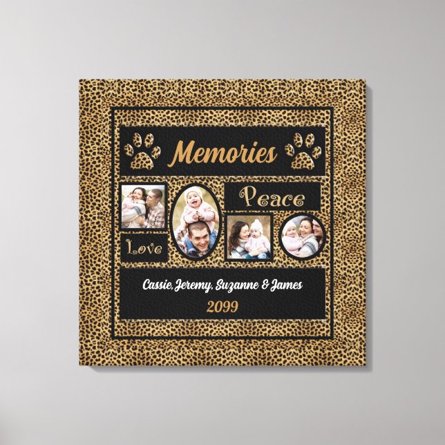Cheetah Print Collage Memories 4 Foton Canvastryck (Framsida)