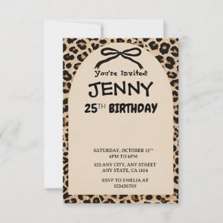 Cheetah Print Custom Kids Birthday Invite Party  Inbjudningar