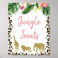 Cheetah Print Guld Glitter Safari Birthday-tecken