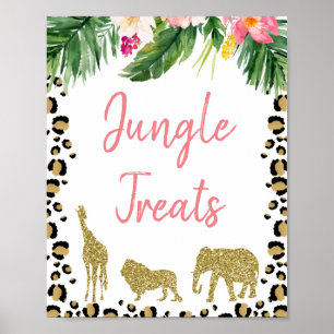 Cheetah Print Guld Glitter Safari Birthday-tecken Poster